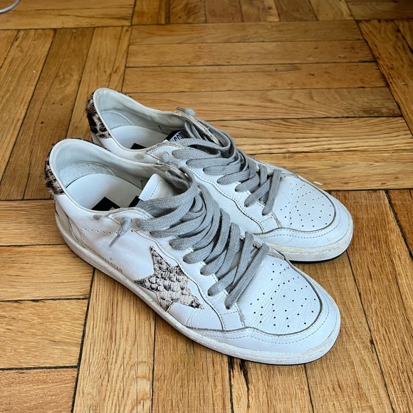 Golden Goose Ballstar Sneakers with Snake Print Leather Star Leopard Print Pony - Picture 2 of 6